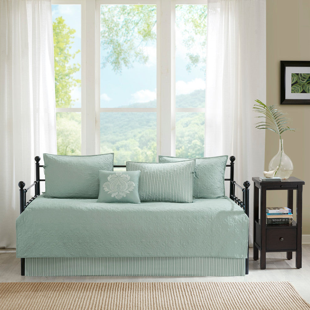 Madison Park Quebec 6 Piece Reversible Daybed Cover Set, Seafoam