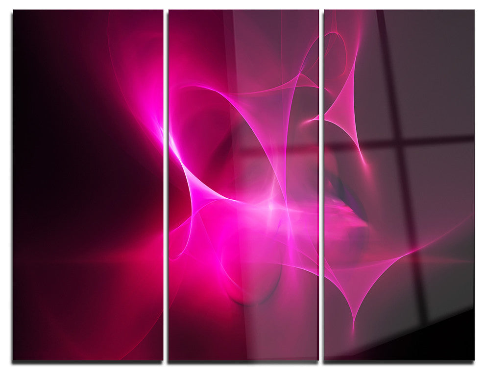 "Magenta Fractal Desktop Wallpaper" Digital Metal Wall Art, 3 Panels, 36"x28"