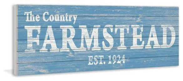 "Country Farmstead" Painting Print on White Wood, 60"x20"
