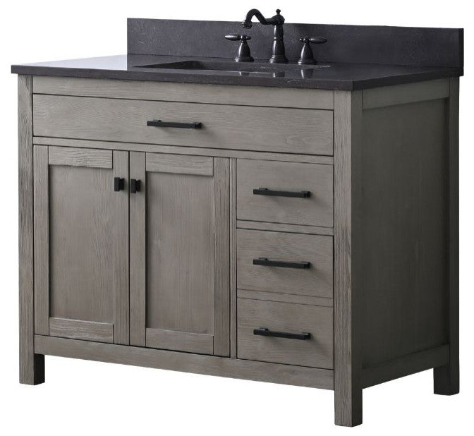 Jasper 42" Bathroom Vanity, Textured Gray, Blue Limestone