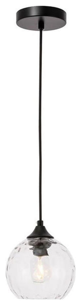 Living District Cashel 1-Light Metal and Glass Pendant in Black/Clear