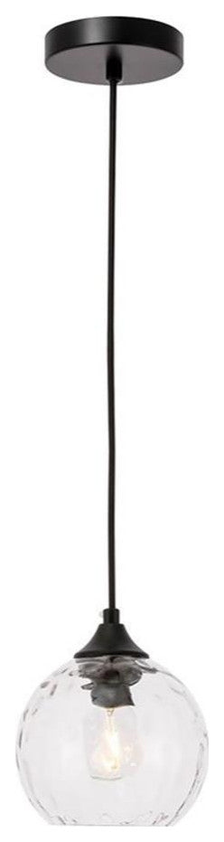 Living District Cashel 1-Light Metal and Glass Pendant in Black/Clear