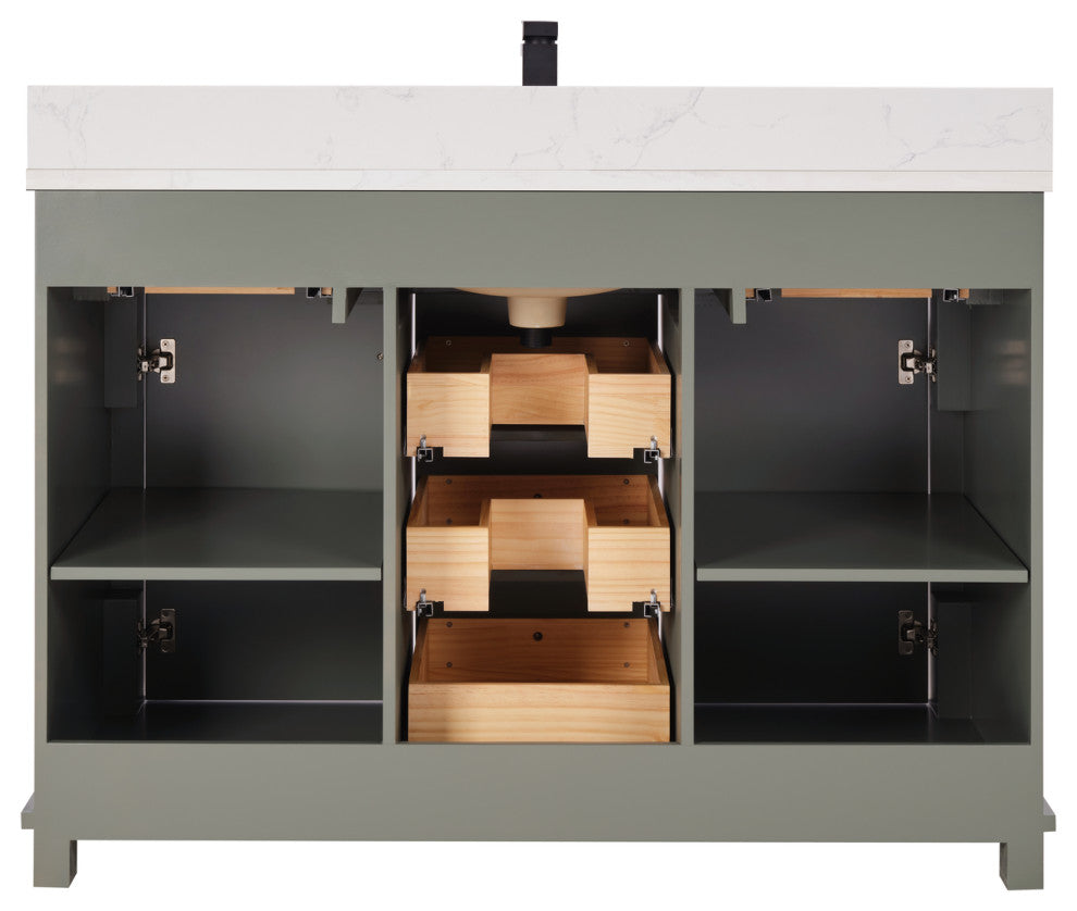 Legion Furniture WS2512 Series Bathroom Sink Vanity, Pewter Green, 48", Artificial Stone Top, Single Sink