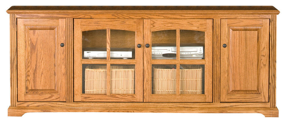 Oak Ridge 80" Entertainment Console Hutch and Base, Medium Oak, Without Hutch