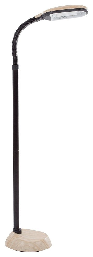 Modern 5' SunLight Floor Lamp With Adjustable Goose-Neck, Light Wood Grain