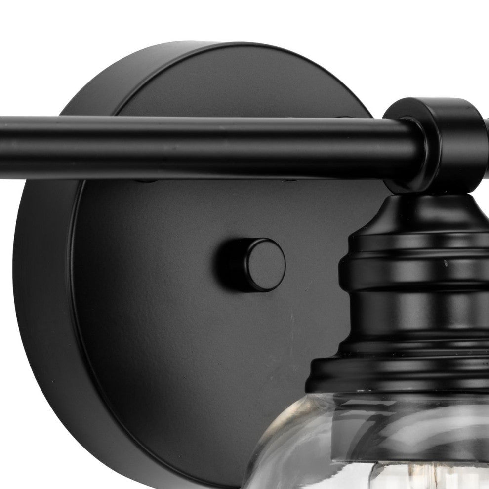 Ambrose Collection 21" 3-Light Matte Black Clear Glass Bath Vanity Light