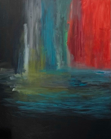60x48" Original Minimal black abstract Painting Red wall art black and red decor
