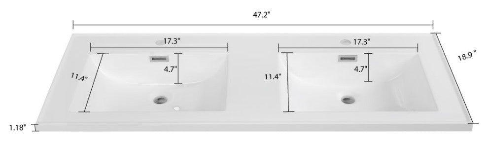 48" Solid Surface Resin Streamline K-1610-48 Vanity Top