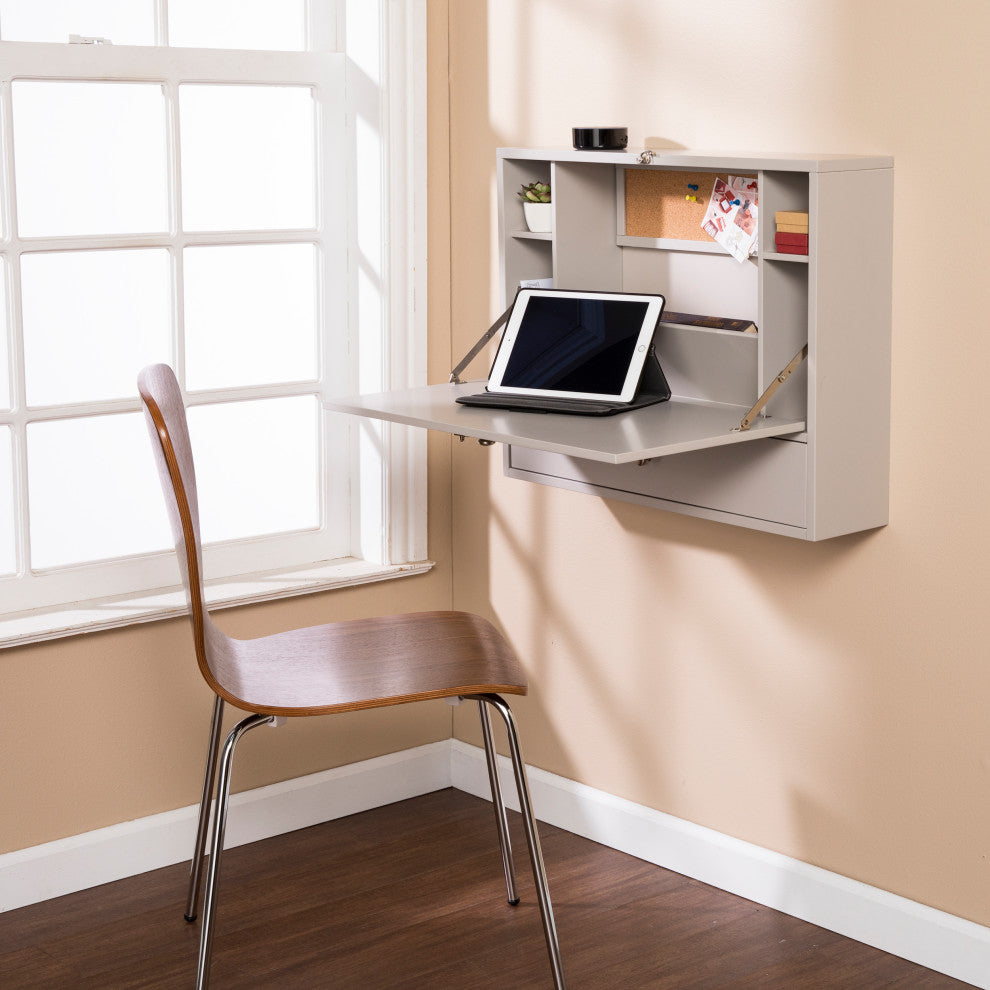 Shipston Wall Mount Laptop Desk, Universal Style- Gray