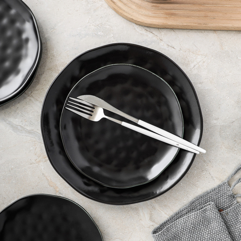 Stone Lain Ivy Porcelain 24 Piece Dinnerware Set, Black