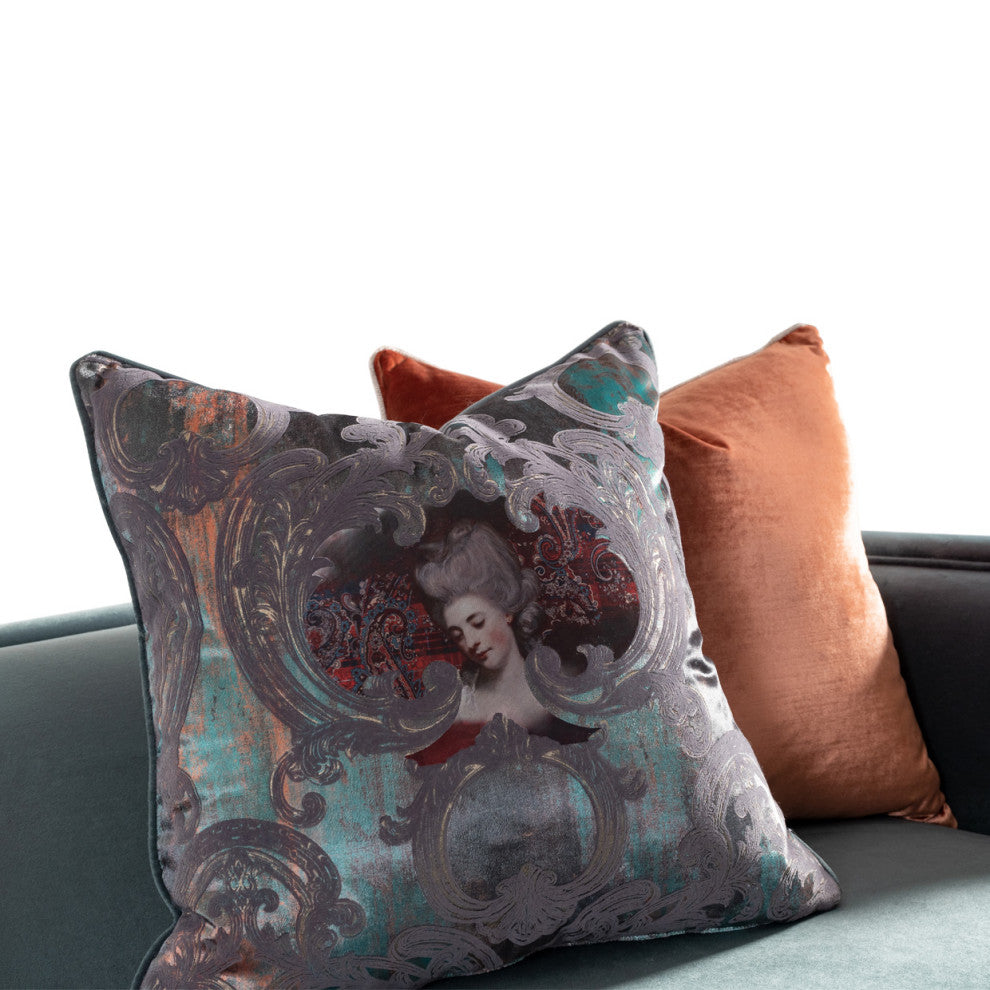 La Francaise Velvet Mansion Sofa Azure/Black