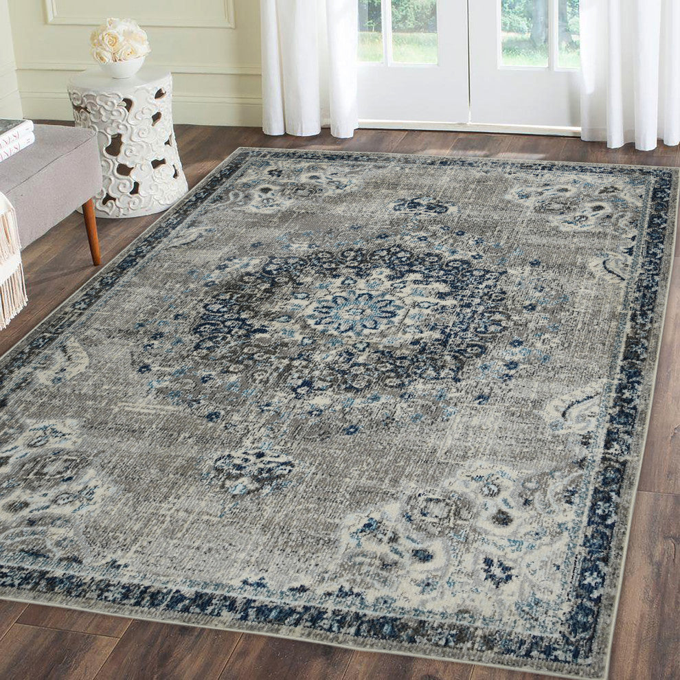 Montana Nieves Area Rug, Blue, 3'3" x 5', Medallion