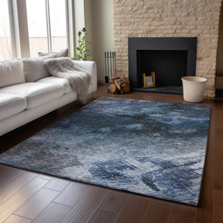Premium Machine Washable Mayfield AMF590 Blue 3' x 5' Rug