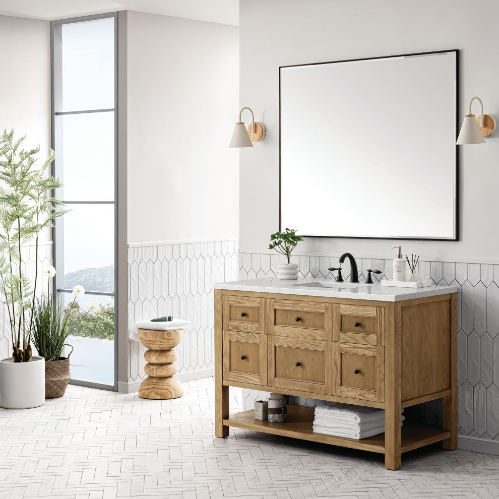 James Martin Breckenridge Bath Vanity, Light Natural Oak, 48", Lime Delight, Three-Hole