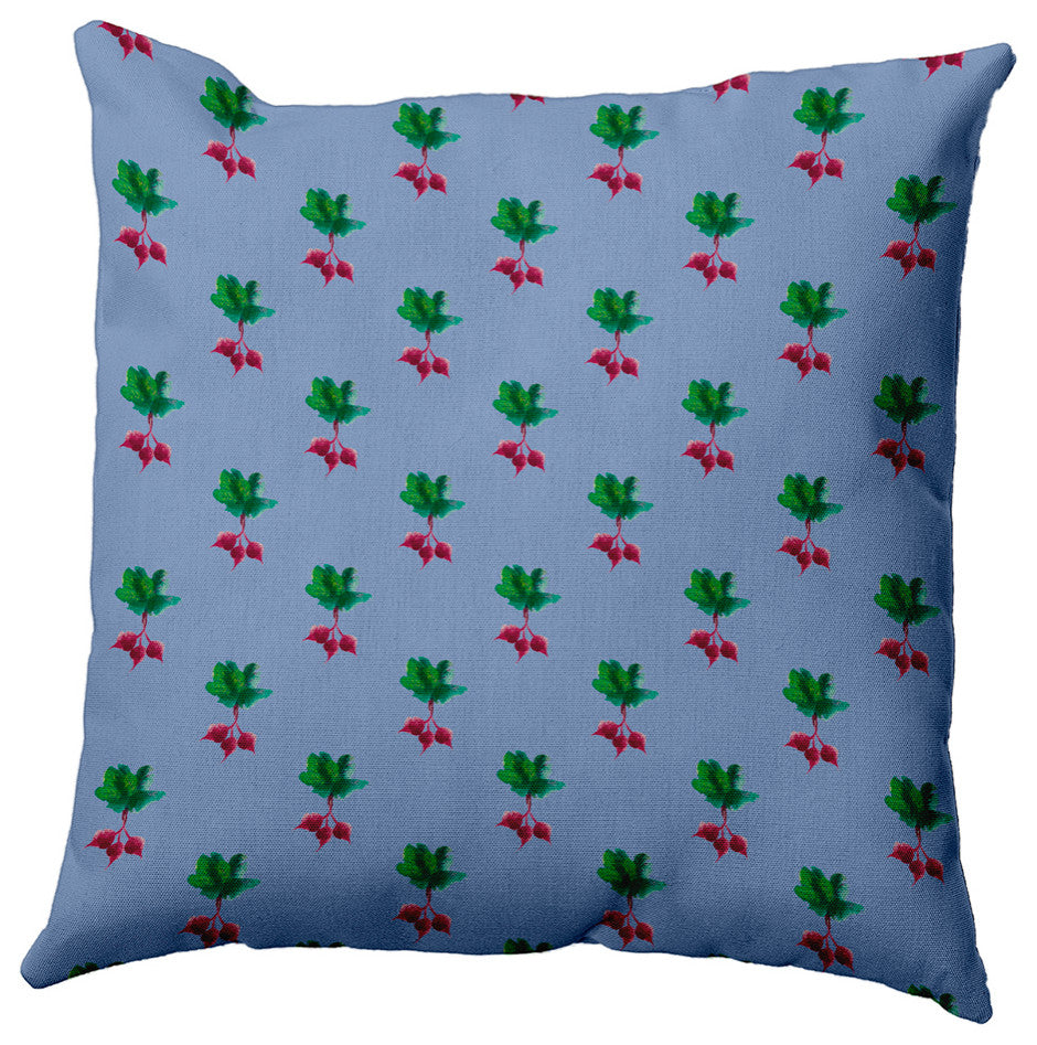 Radishes Pattern Decorative Throw Pillow, Cornflower, 16"x16"