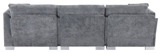 Alice Modern L-Shaped Cloud Chenille Sectional Chaise Sofa with 2 Pillows, Gray