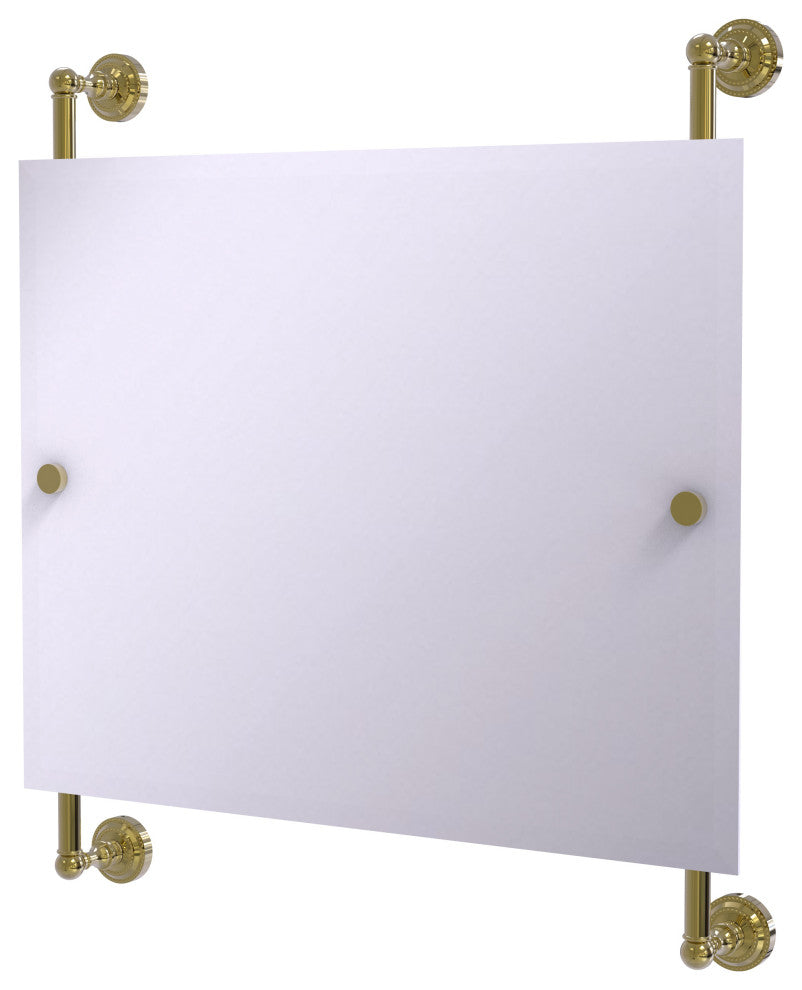 Dottingham Landscape Frameless Rail Mounted Mirror, Unlacquered Brass