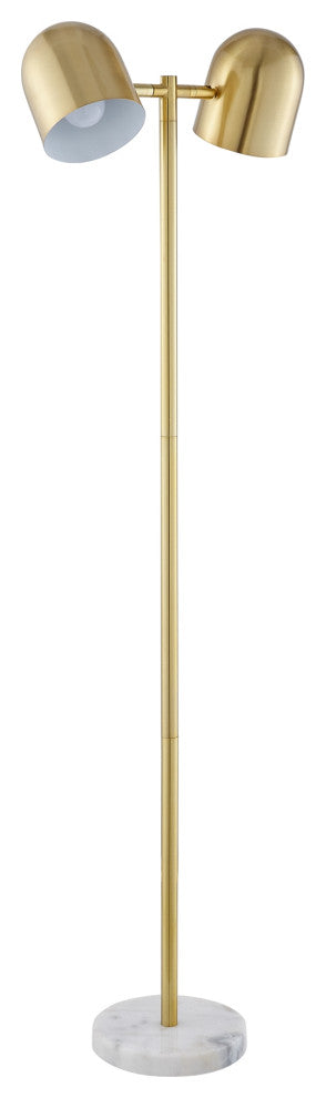 Inspired Home Kailah Floor Lamp, Foot Switch, 2 Lights, Brass