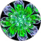 Shiny Green Purple Fractal Flower On Black, Floral Round Artwork, 23"