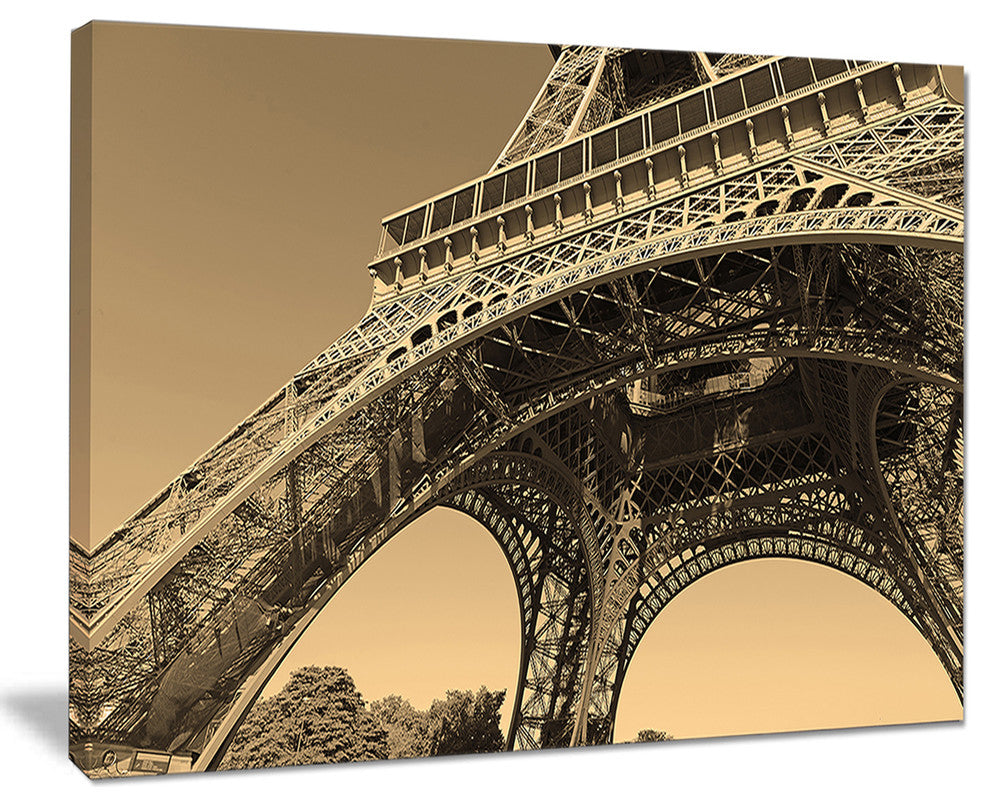 "Iconic Paris Eiffel Tower Side View From Ground" Wall Art, 20"x12"