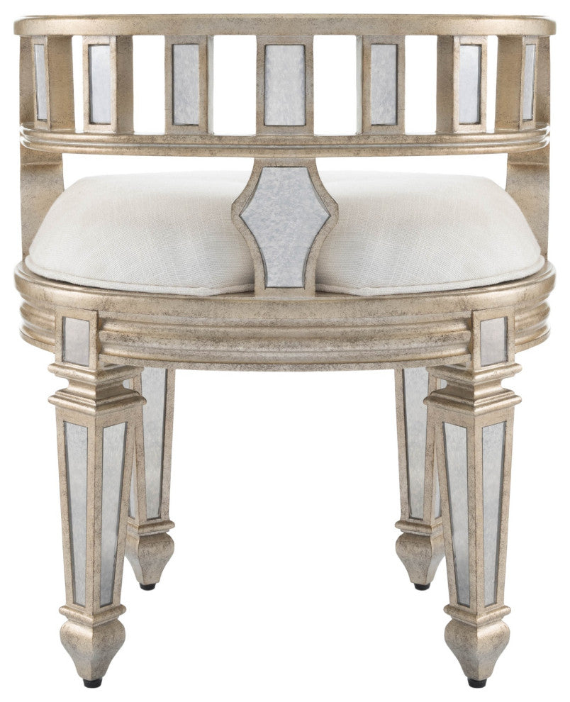 Mirrored Crescent Vanity Stool
