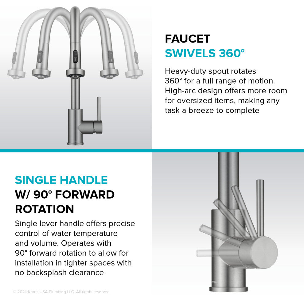 Bolden 2-Function Pull-Down 1-Handle Kitchen Faucet, Spot-Free Stainless Steel