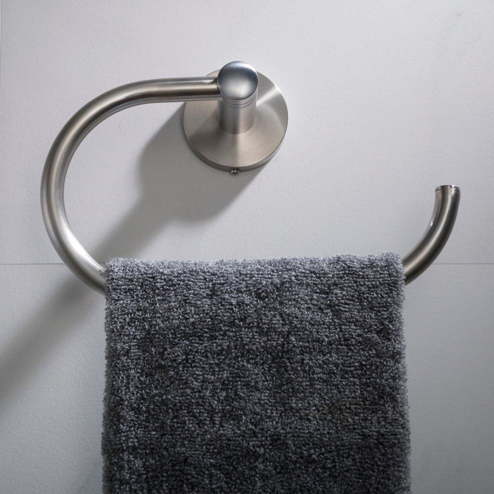 Elie Bathroom Towel Ring, Brushed Nickel