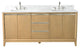 Vanity Art Bathroom Vanity With Sink, Natural Oak, 72" Double