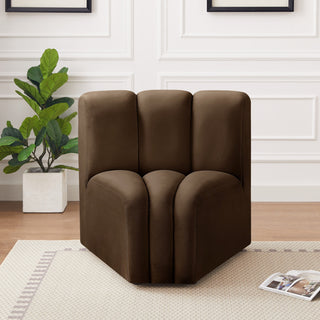 Arc Upholstered Modular Component, Brown, 1-Piece: Curved Corner, Velvet