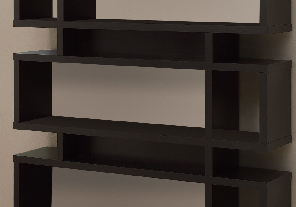 Modern 55"H Cappuccino Finish Hollow Core Bookcase