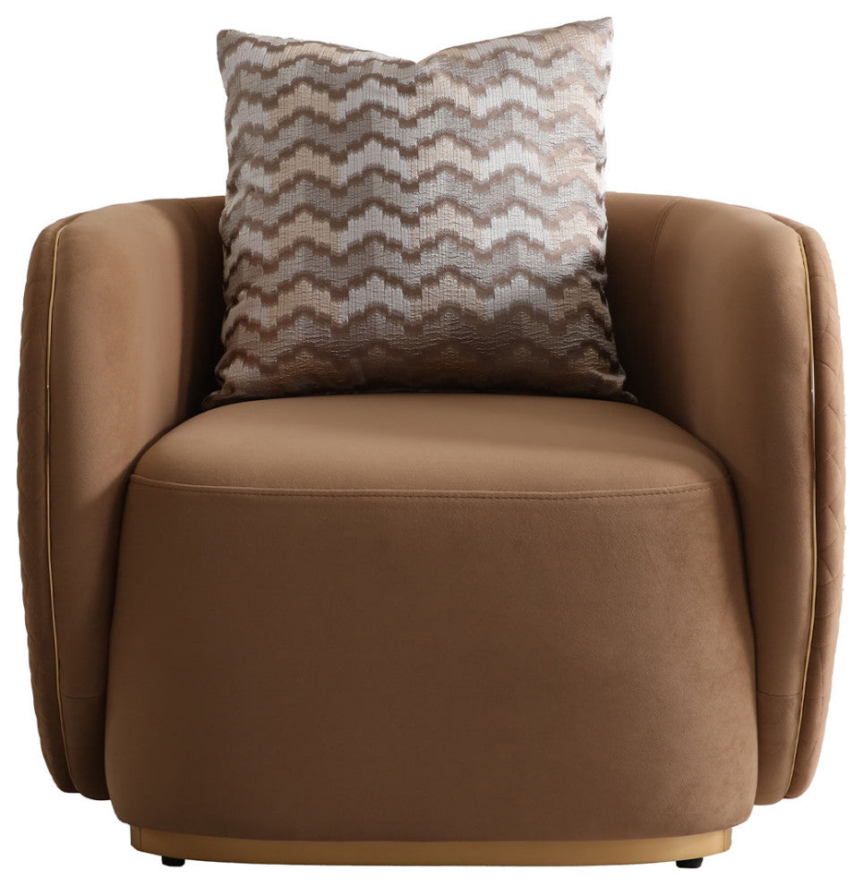 Ariana Velvet Accent Chair, Caramel/Gold