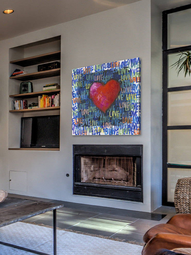 "Blue Love" Painting Print on Wrapped Canvas, 48x48