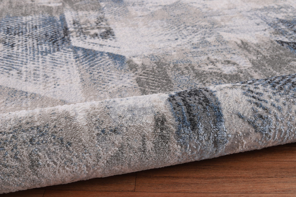 High-Low Wyatt Gray/Blue Rug, Gray, 6'5"x9'5"