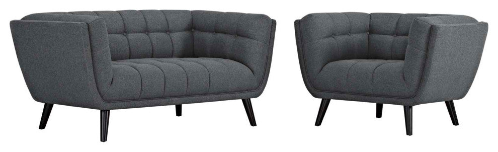 Bestow 2-Piece Upholstered Fabric Loveseat and Armchair Set Gray