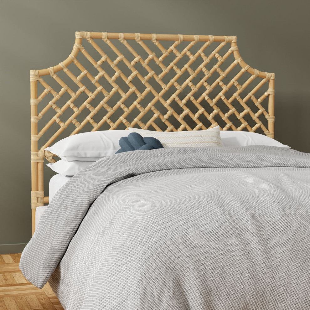 Rattan Chippendale Headboard, Natural, Twin