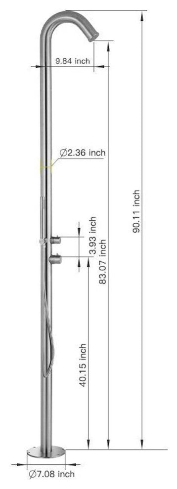 HEATGENE Stainless Steel Free-Standing Outdoor Shower with  Handheld Showerhead,