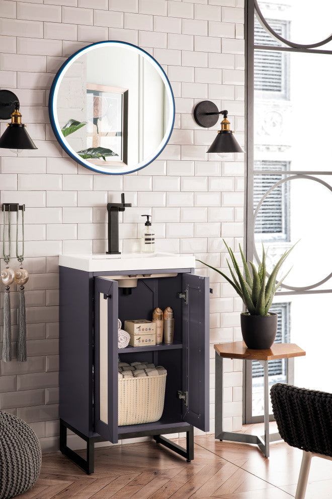 Chianti 20" Single Vanity, Mineral Grey, Matte Black,White Gloss Top