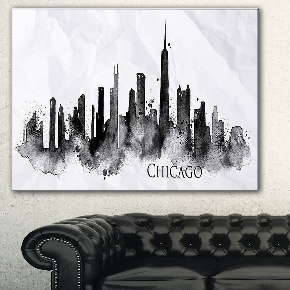 "Chicago Black Silhouette" Canvas Print, 40"x30"