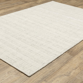 Cayden Textural Stripe Wool Blend Ivory/ Grey Hand-tufted Rug 8' x 10'