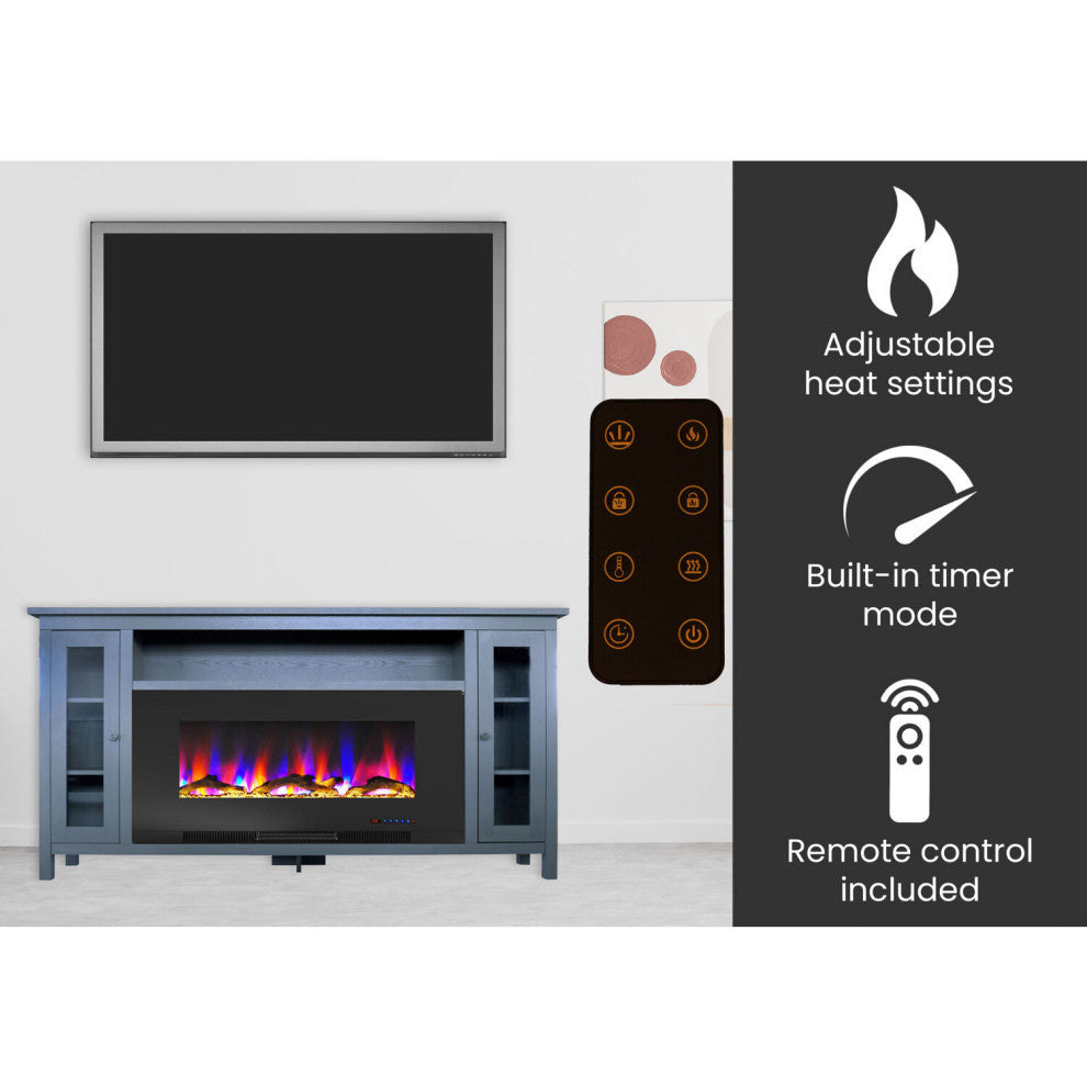 Glenwood Electric Fireplace Heater With 59" Mahogany TV Stand