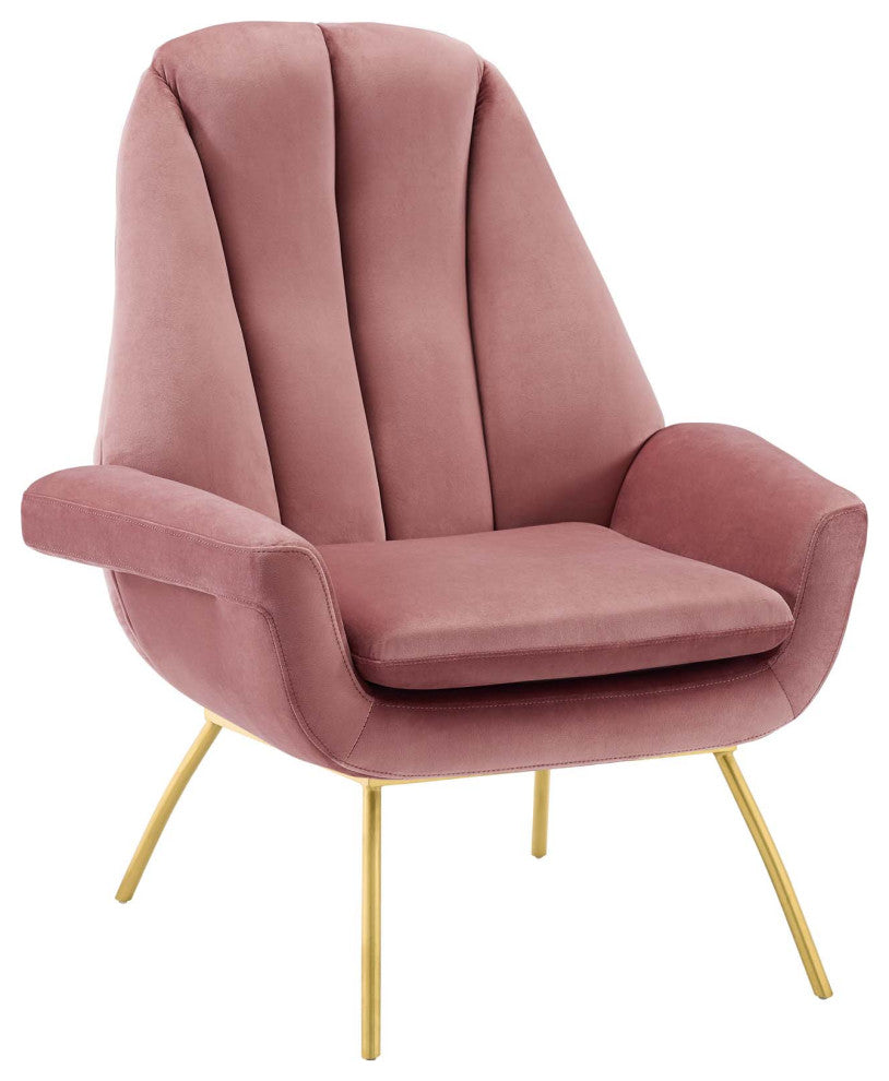Summit Accent Performance Velvet Armchair Dusty Rose