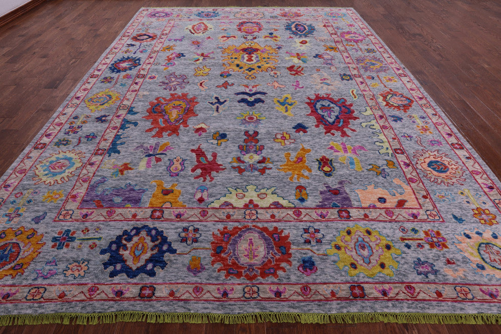 10' 3" X 13' 9" Hand Knotted Turkish Oushak Wool Rug - Q14790