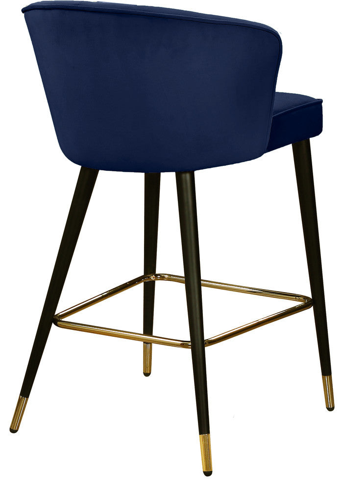 Cassie Velvet Upholstered Stool, Set of 2, Navy