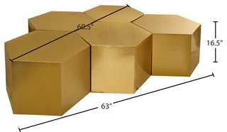 Hexagon Coffee Table, Brushed Gold, 5 Piece