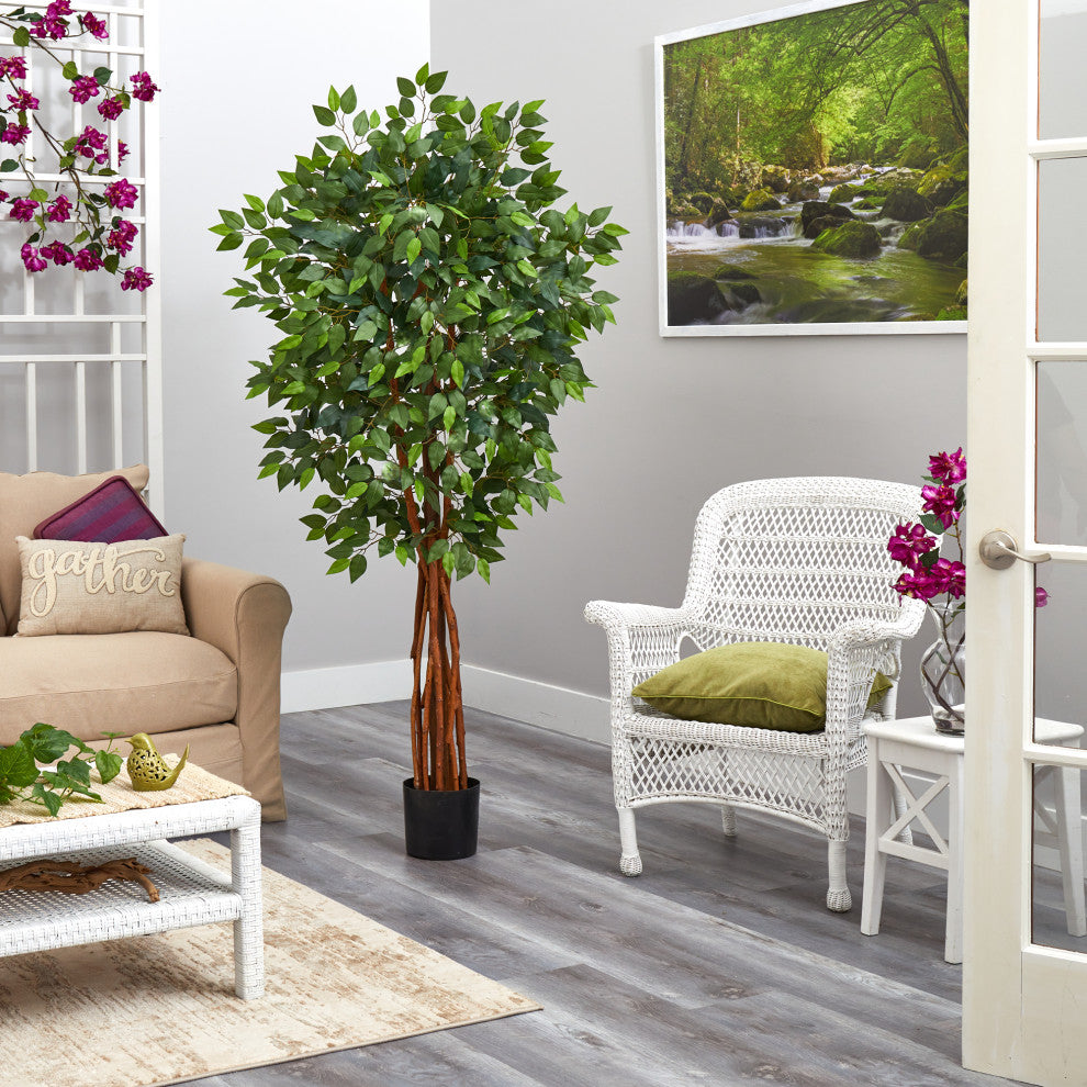 5.5' Super Deluxe Natural Trunk Ficus Artificial Tree With Natural Trunk