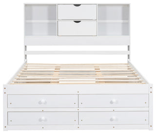 Gewnee win Size Wood Platform Bed with House-shaped Headboard in White