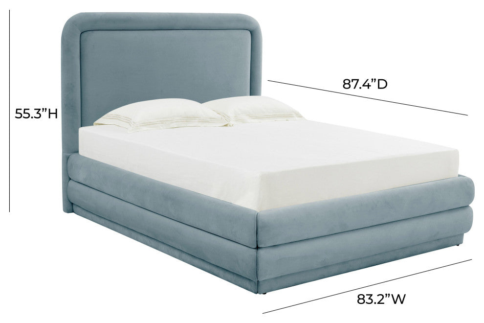 Briella Bluestone Velvet Bed in King