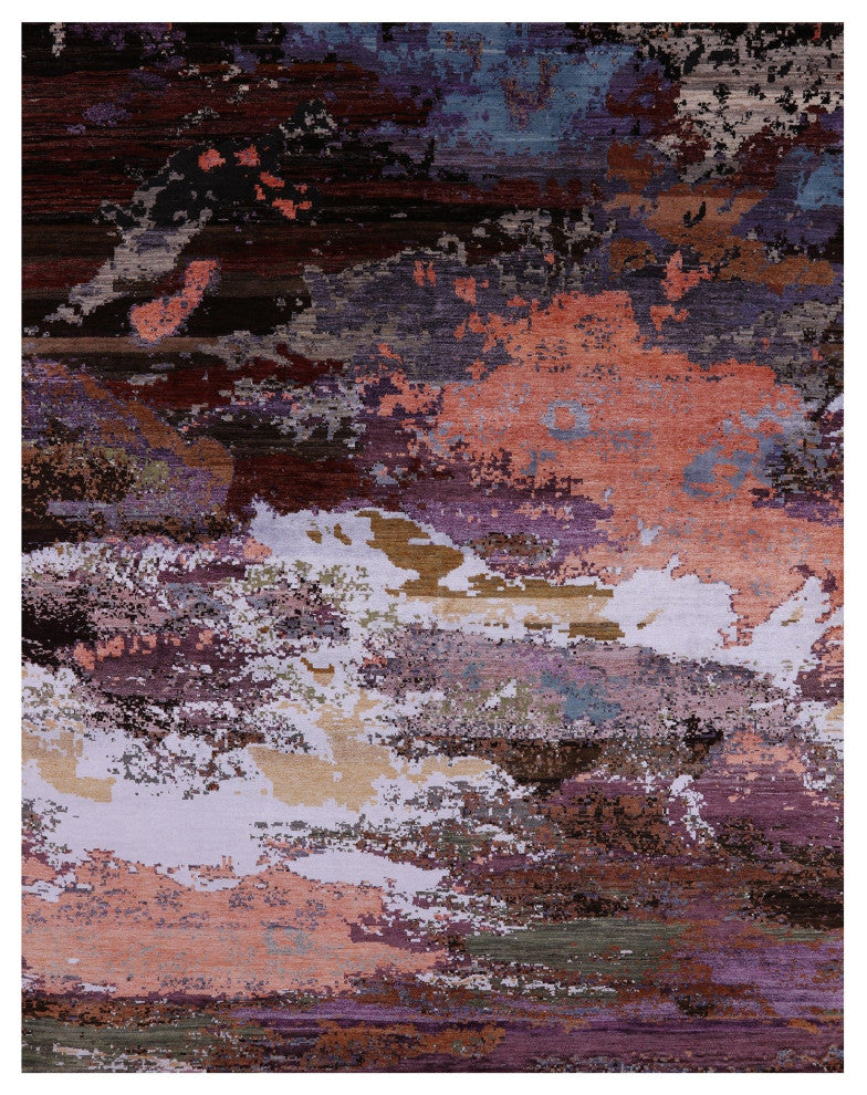 Wool and Silk Abstract Handmade Rug 7' 10" X 10' 0" Q8785