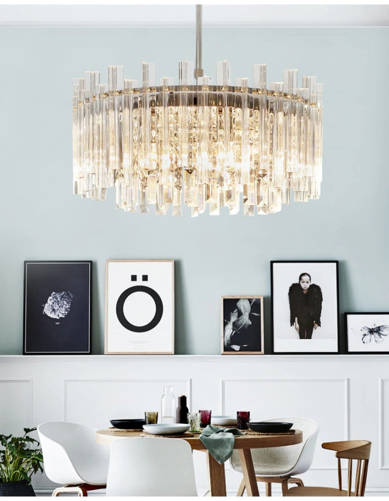 Vicosoprano | Drum Chrome Crystal Chandelier for Living Room