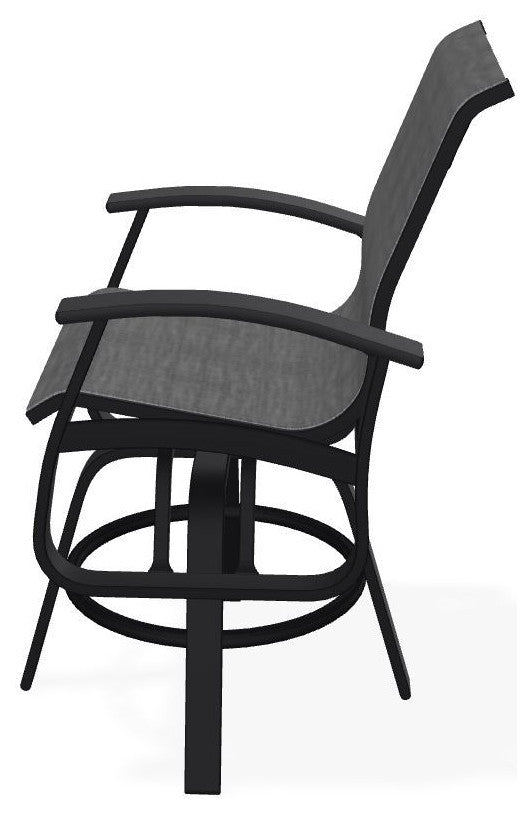 Belle Isle Sling Balcony Height Outdoor Swivel Chair, Collect Charcoal/Black